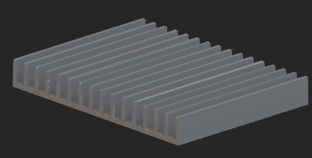Fusion 360 heat flux simulation of the solid trapezoidal fin