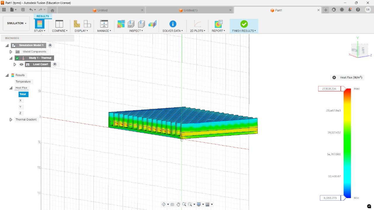 Fusion 360 temperature profile of the solid trapezoidal fin