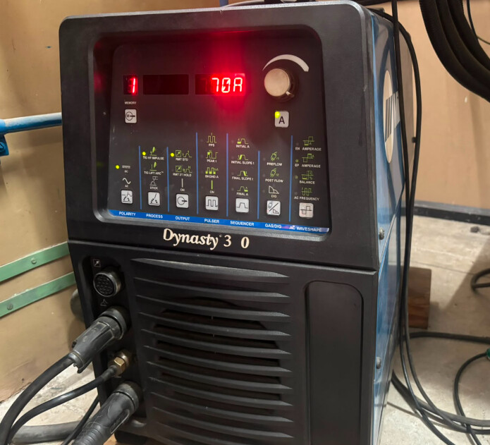 Photograph of the GTAW welding machine used for this study