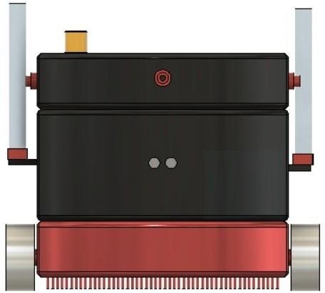 CAD render of the automated sanitization robot, front view